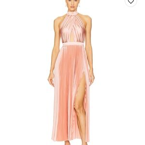 Elegant Pink Halter Maxi Dress